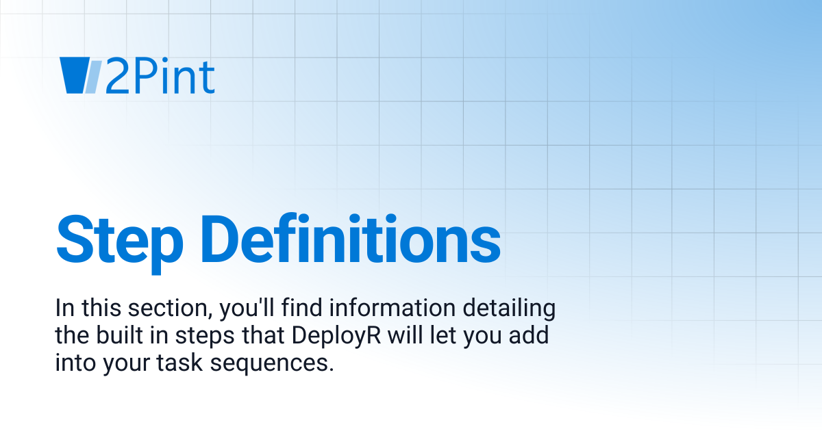 Step Definitions | DeployR | Product Documentation